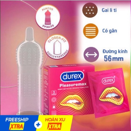 Bao Cao Su Pleasuremax  12 Chiếc  gân gai, tăng cảm giác kích thích cảm giác khi quan hệ