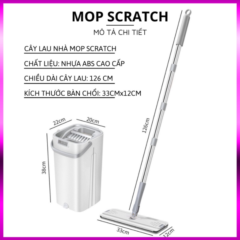 Cây Lau Nhà Tự Vắt Thông Minh MOPScratch Chổi Lau Nhà Tự Vắt Thông Minh Bộ Lau Nhà 360 Độ Cao Cấp Tặng Kèm Bông Lau rẻ n | BigBuy360 - bigbuy360.vn