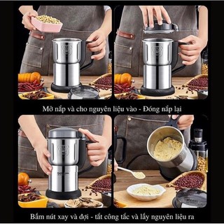 Máy xay hat khô Siêu Mịn Công Suất 300W, Máy xay hạt cà phê, xay bột ngũ cốc, xay gia vị - 8 Lưỡi dao sắc bén