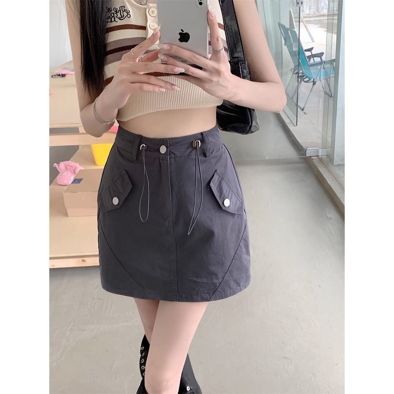 Jiashucheng Chân Váy Chữ a Lưng Cao Phong Cách Thể Thao Thời Trang Mùa Hè Hàng Mới Dành Cho Bạn Nữ