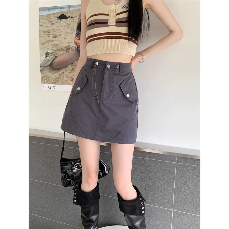 Jiashucheng Chân Váy Chữ a Lưng Cao Phong Cách Thể Thao Thời Trang Mùa Hè Hàng Mới Dành Cho Bạn Nữ