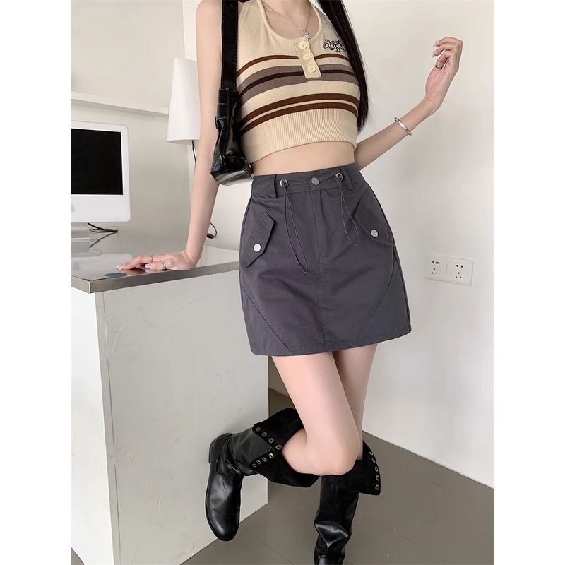 Jiashucheng Chân Váy Chữ a Lưng Cao Phong Cách Thể Thao Thời Trang Mùa Hè Hàng Mới Dành Cho Bạn Nữ