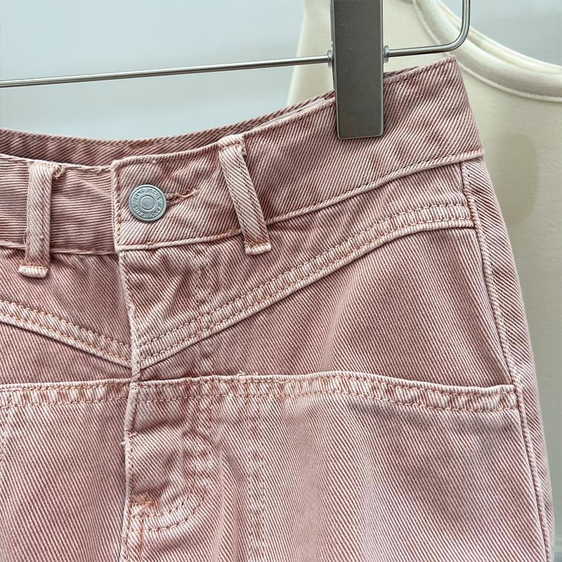 Jiashucheng Chân Váy Denim Hồng Lưng Cao Dáng Chữ A Thời Trang Mùa Hè Hàng Mới Dành Cho Bạn Nữ