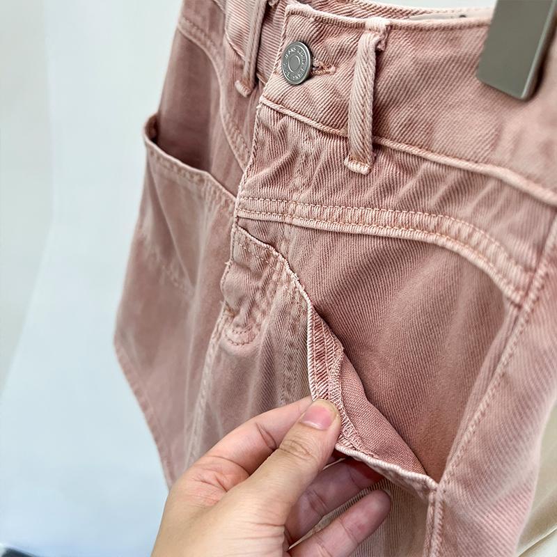 Jiashucheng Chân Váy Denim Hồng Lưng Cao Dáng Chữ A Thời Trang Mùa Hè Hàng Mới Dành Cho Bạn Nữ