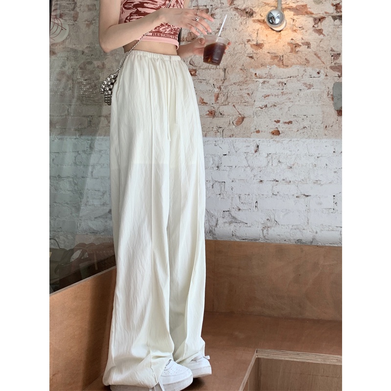 Jiashucheng Quần Ống Rộng Lưng Cao Dáng Ôm Mặc Vào Mùa Xuân Hè Phong Cách Mới Cho Nữ