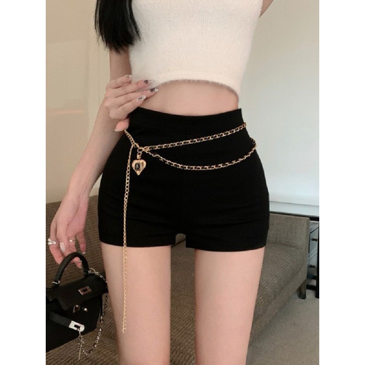 Jiashucheng Quần Short Lưng Cao Dáng Ôm Màu Đen / Trắng Thời Trang Mùa Hè Quyến Rũ Cho Nữ