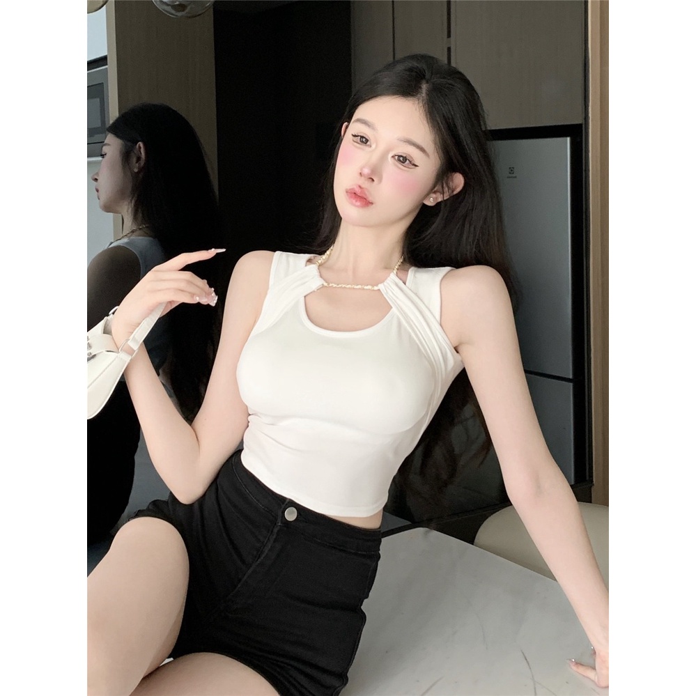 Jiashucheng Áo Hai Dây Ôm Dáng Phong Cách Mới Mùa Hè Cho Nữ