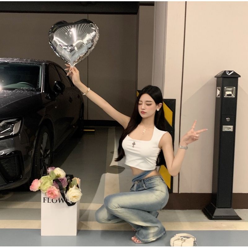 Jiashucheng Áo Hai Dây Ôm Dáng Mùa Hè Phong Cách Mới Cho Nữ