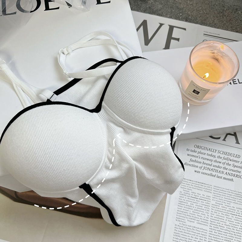 Jiashucheng Áo Hai Dây Màu Trắng Có Đệm Ngực Phong Cách Mới Quyến Rũ Ôm Eo Hẹp Lưng Đẹp Dành Cho Bạn Nữ Mặc Ngoài Trời