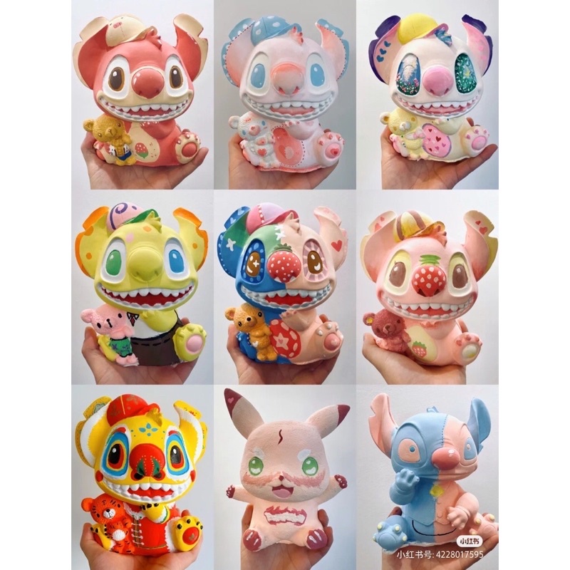 Bộ Tô Tượng Nhựa cho bé - Tượng Stitch, Gấu Lotso, cỡ lớn - Kèm Màu Và Bút V