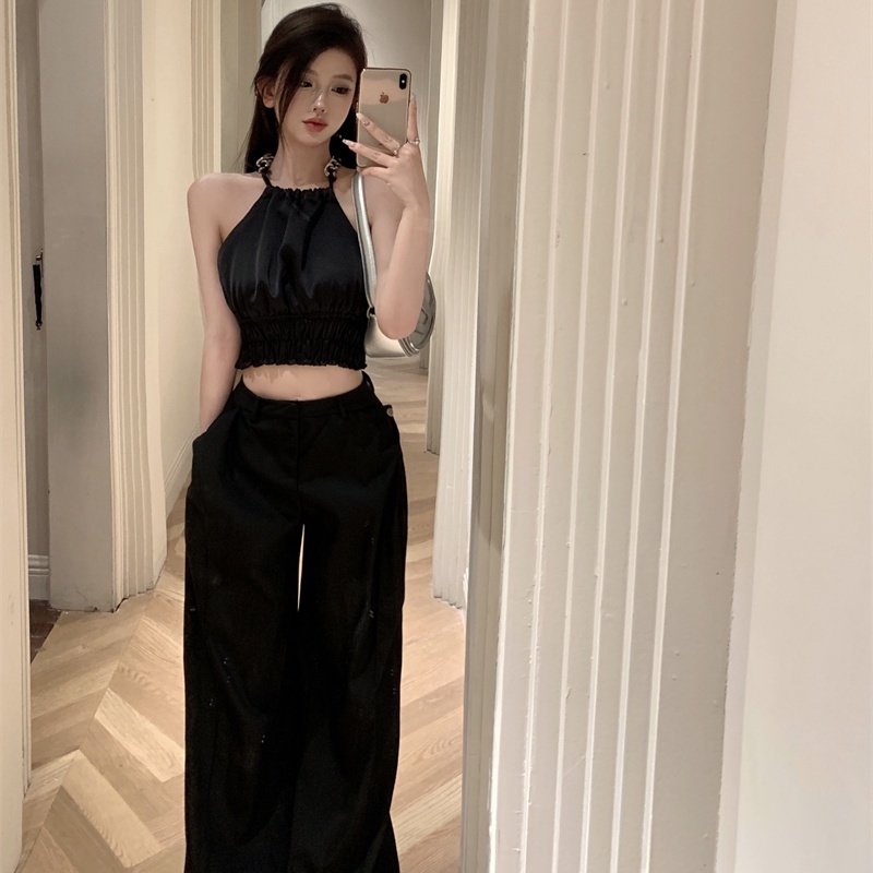 Jiashucheng Yujie Fan Yuguang Áo Dây Xích Đeo Cổ Bằng Satin Phong Cách Mới Mùa Hè Quyến Rũ Nóng Bỏng Dành Cho Nữ