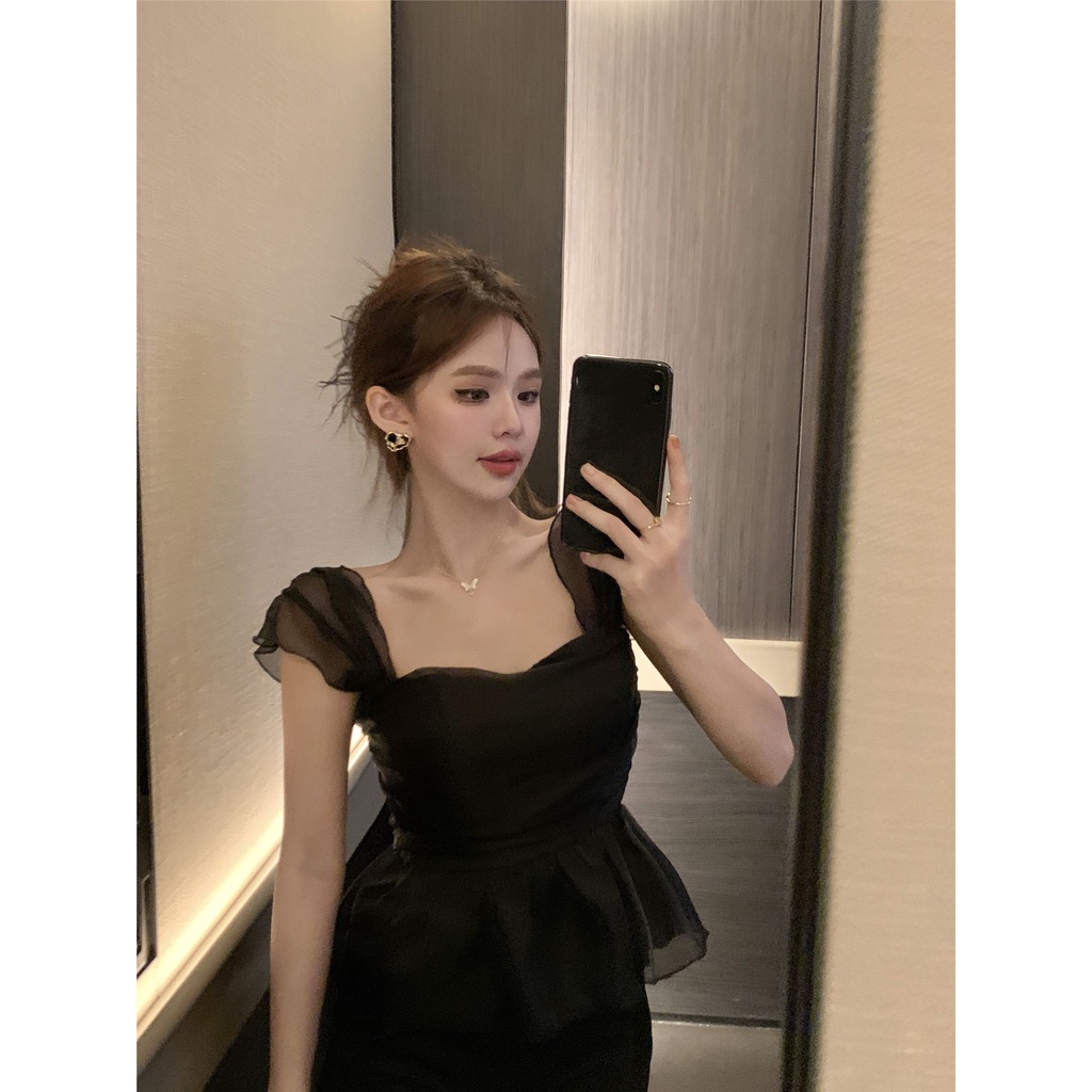 Jiashucheng Áo Voan Không Tay Cổ Vuông Màu Sắc Thời Trang Dành Cho Nữ