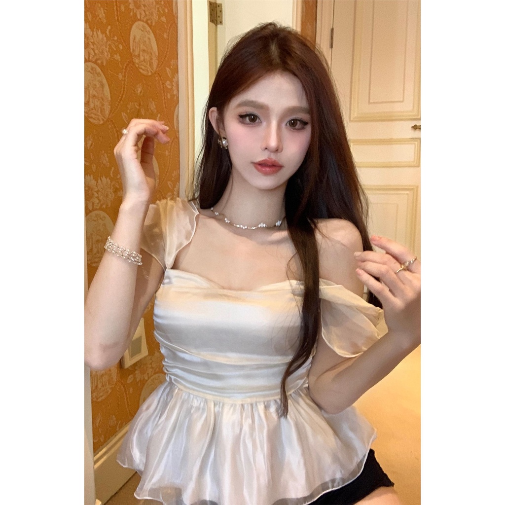 Jiashucheng Áo Voan Không Tay Cổ Vuông Màu Sắc Thời Trang Dành Cho Nữ