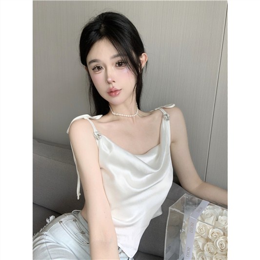 Jiashucheng Áo Hai Dây Mùa Hè Dáng Ngắn Phong Cách Mới Có Thể Điều Chỉnh Cho Nữ