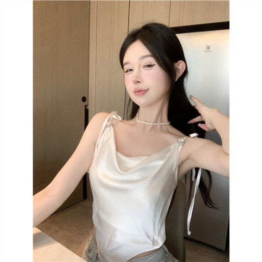 Jiashucheng Áo Hai Dây Mùa Hè Dáng Ngắn Phong Cách Mới Có Thể Điều Chỉnh Cho Nữ