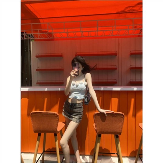 Jiashucheng Áo Hai Dây Dáng Ngắn Phong Cách Pháp Thời Trang Quyến Rũ Cho Nữ