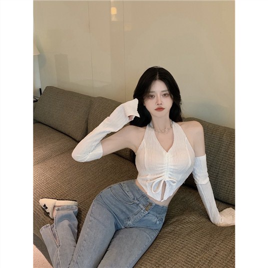 Jiashucheng Áo Hai Dây Cổ Chữ v Quyến Rũ Thời Trang Hè Cho Nữ