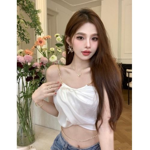 Jiashucheng Áo Ống Satin Dáng Ngắn Thời Trang Mùa Hè Cho Nữ