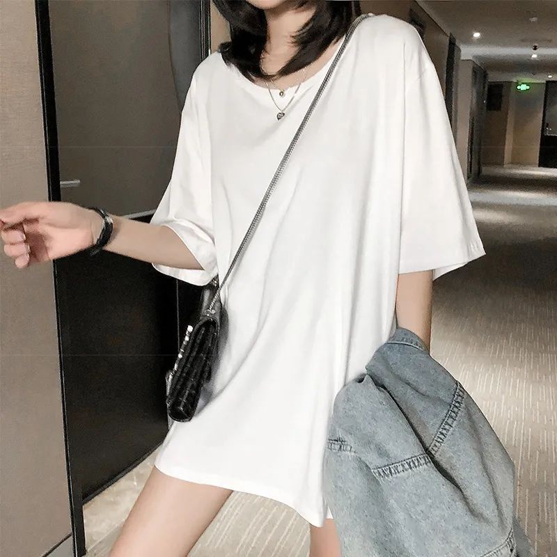 Jiashucheng Áo Thun Tay Ngắn Màu Trắng Dáng Rộng Cỡ Lớn Thời Trang Mùa Hè Cho Nữ