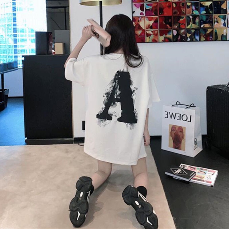 Jiashucheng Áo Thun Tay Ngắn Dáng Rộng In Chữ Thời Trang Mùa Hè Mới Cho Nữ