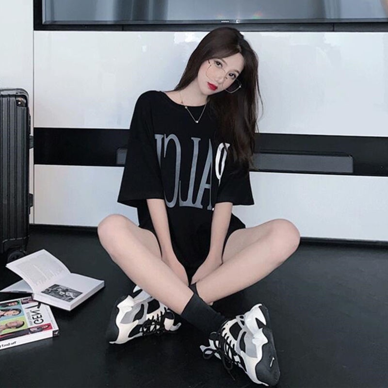 Jiashucheng Áo Thun Tay Ngắn Dáng Rộng In Chữ Thời Trang Mùa Hè Mới Cho Nữ