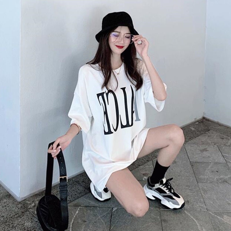 Jiashucheng Áo Thun Tay Ngắn Dáng Rộng In Chữ Thời Trang Mùa Hè Mới Cho Nữ