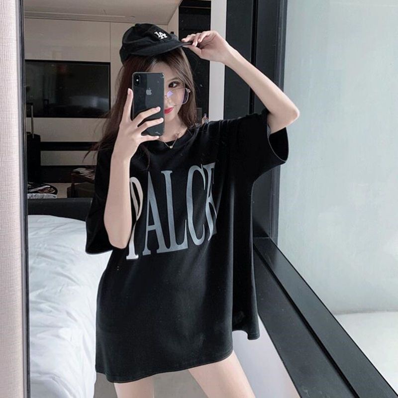 Jiashucheng Áo Thun Tay Ngắn Dáng Rộng In Chữ Thời Trang Mùa Hè Mới Cho Nữ