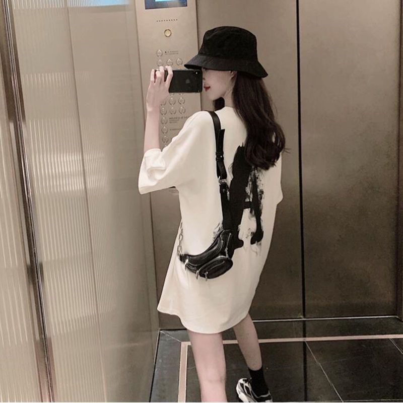 Jiashucheng Áo Thun Tay Ngắn Dáng Rộng In Chữ Thời Trang Mùa Hè Mới Cho Nữ