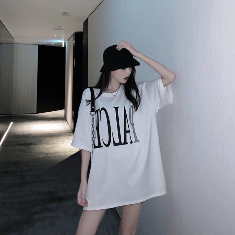 Jiashucheng Áo Thun Tay Ngắn Dáng Rộng In Chữ Thời Trang Mùa Hè Mới Cho Nữ