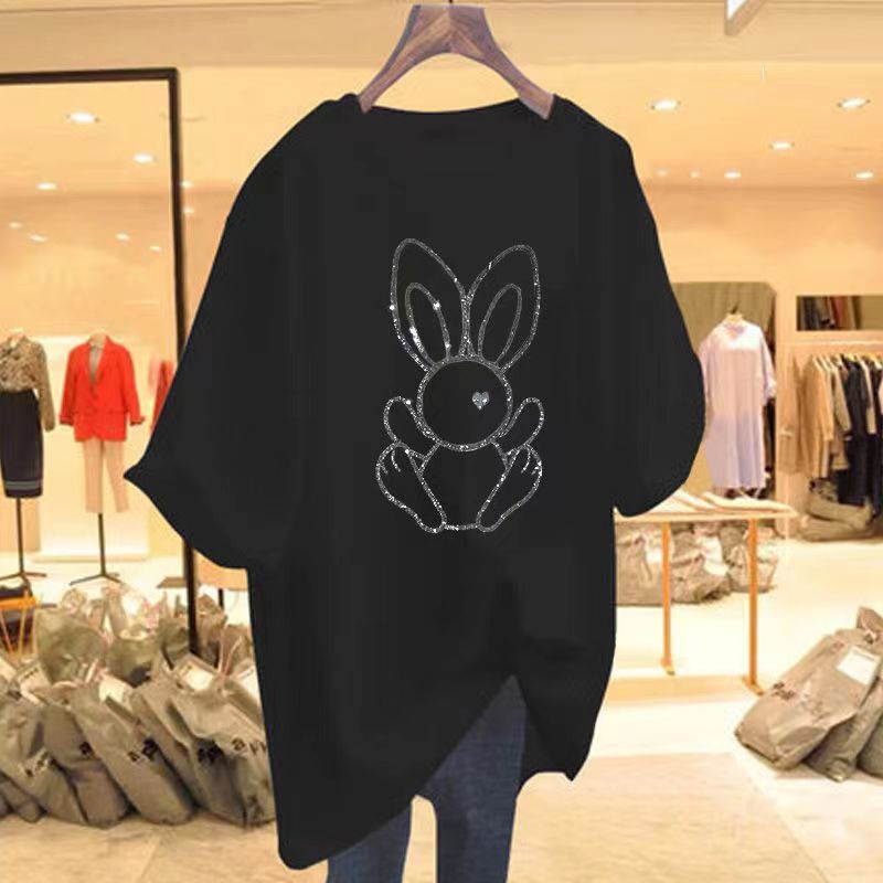 Jiashucheng Áo Thun Cotton Nguyên Chất Tay Ngắn Đính Đá Phong Cách Phương Tây Thời Trang Mùa Hè Mới Cho Nữ