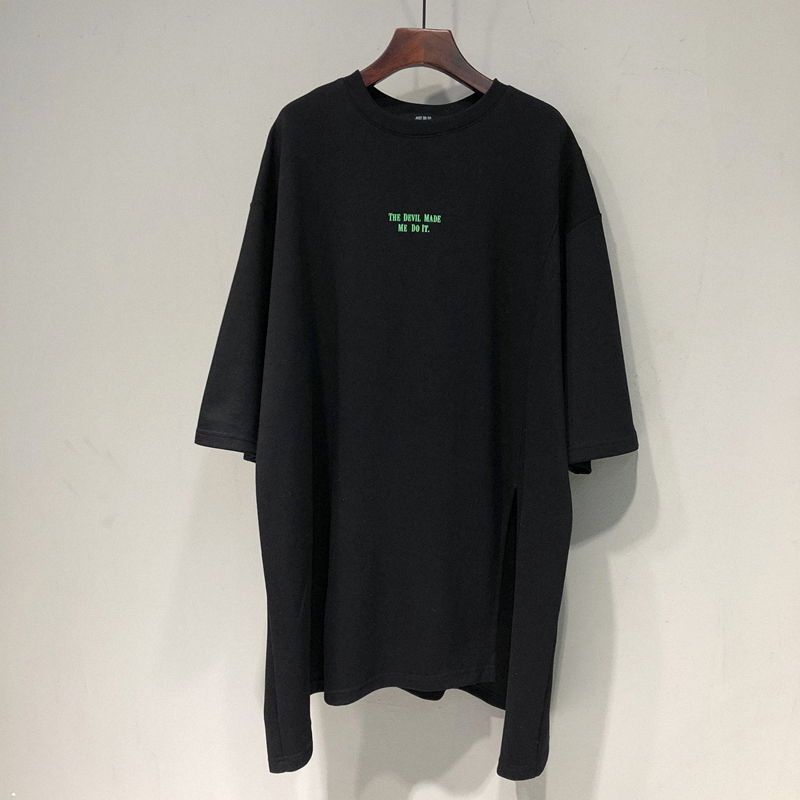 Jiashucheng Áo Ngắn Tay Dáng Rộng Xẻ Tà Không Đối Xứng Cỡ Lớn Phong Cách Phương Tây Cho Nữ Mi