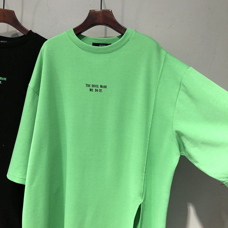 Jiashucheng Áo Ngắn Tay Dáng Rộng Xẻ Tà Không Đối Xứng Cỡ Lớn Phong Cách Phương Tây Cho Nữ Mi