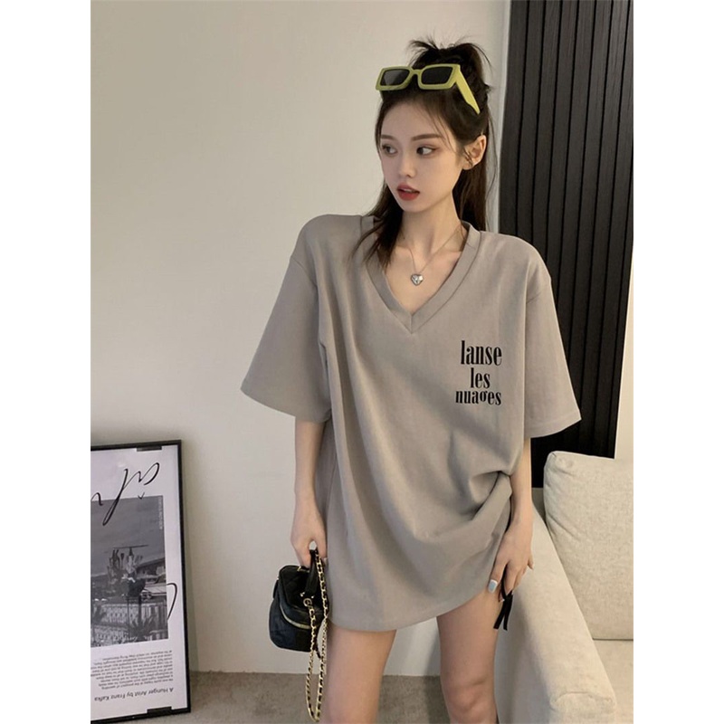 Jiashucheng Áo Thun Nữ Ngắn Tay Cổ Chữ V Thời Trang Mới