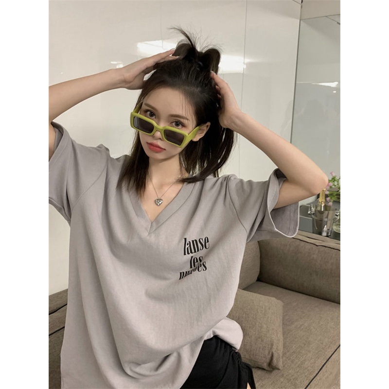 Jiashucheng Áo Thun Nữ Ngắn Tay Cổ Chữ V Thời Trang Mới