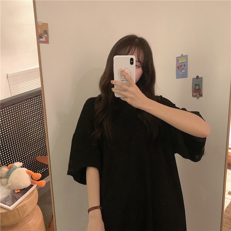 Jiashucheng Áo Thun Tay Ngắn Dáng Rộng Màu Trơn Phong Cách Hàn Quốc Thời Trang Mùa Hè Mới