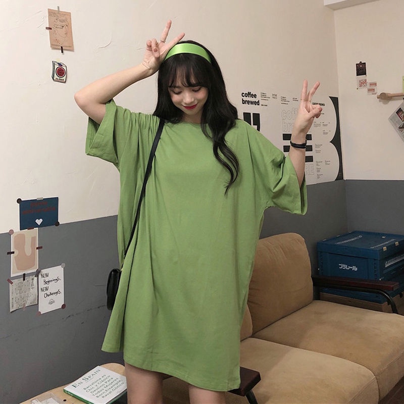 Jiashucheng Áo Thun Tay Ngắn Dáng Rộng Màu Trơn Phong Cách Hàn Quốc Thời Trang Mùa Hè Mới