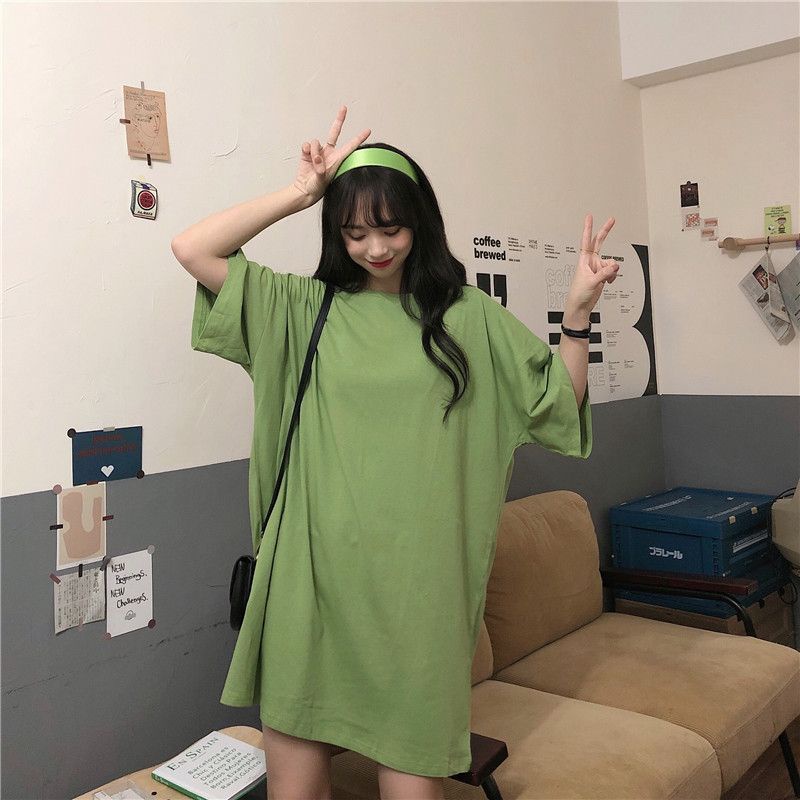 Jiashucheng Áo Thun Tay Ngắn Dáng Rộng Màu Trơn Phong Cách Hàn Quốc Thời Trang Mùa Hè Mới