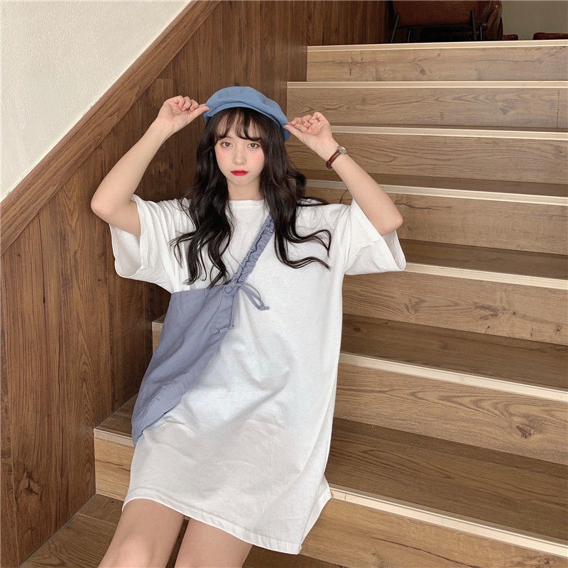 Jiashucheng Áo Thun Tay Ngắn Dáng Rộng Màu Trơn Phong Cách Hàn Quốc Thời Trang Mùa Hè Mới