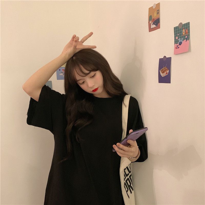 Jiashucheng Áo Thun Tay Ngắn Dáng Rộng Màu Trơn Phong Cách Hàn Quốc Thời Trang Mùa Hè Mới