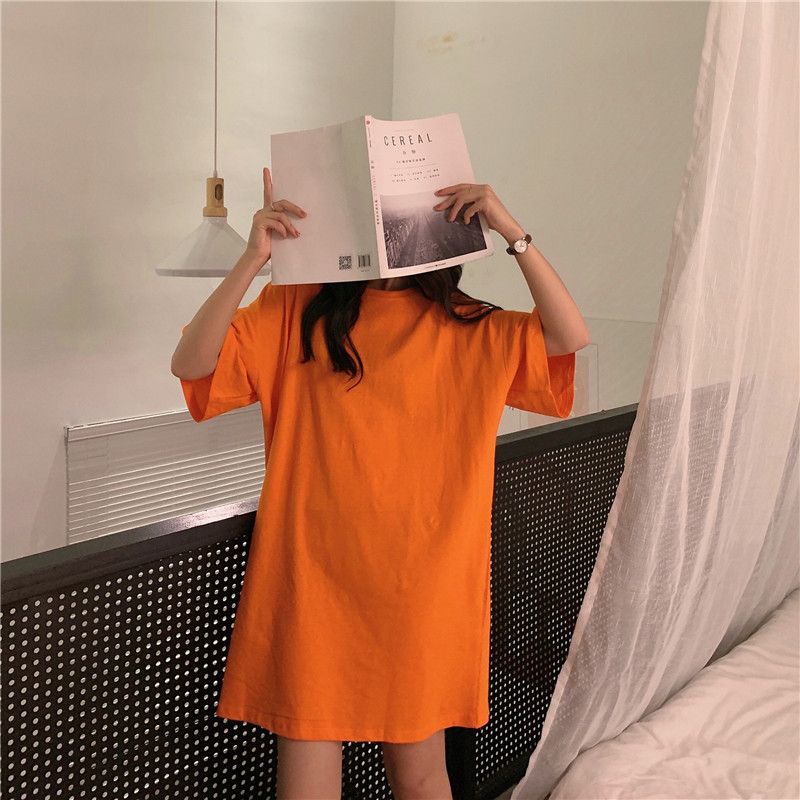 Jiashucheng Áo Thun Tay Ngắn Dáng Rộng Màu Trơn Phong Cách Hàn Quốc Thời Trang Mùa Hè Mới