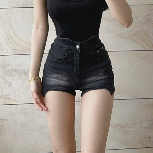 Jiashucheng Quần Short Denim Lưng Cao Dáng Ôm Gợi Cảm Phong Cách Mới Mùa Hè Cho Nữ