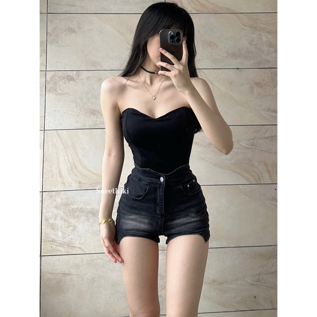 Jiashucheng Quần Short Denim Lưng Cao Dáng Ôm Gợi Cảm Phong Cách Mới Mùa Hè Cho Nữ