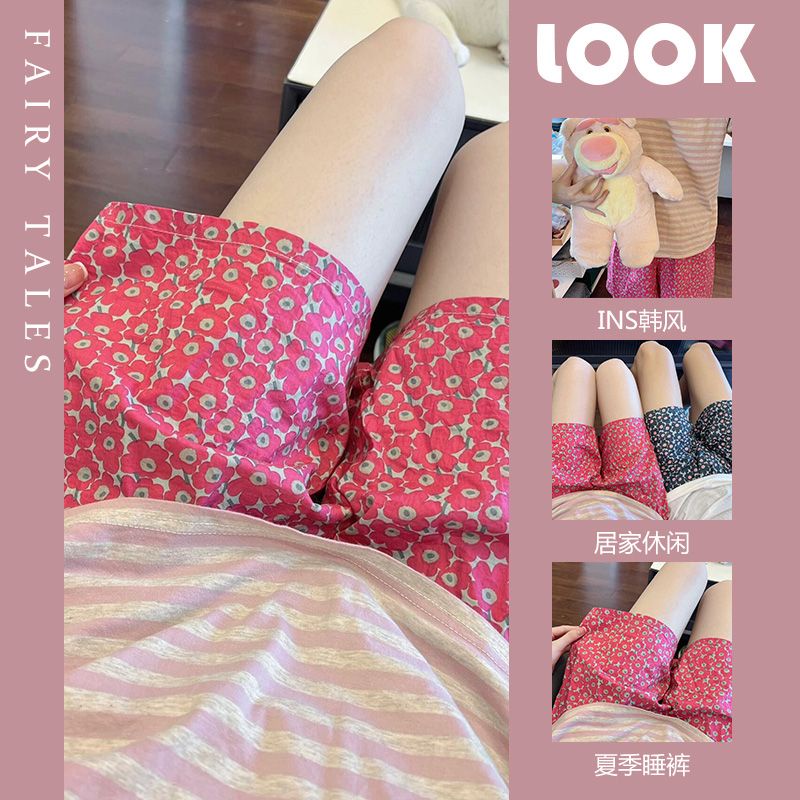 Jiashucheng Quần Short Lưng Cao Ống Rộng Họa Tiết Hoa Mẫu Mới 2023 Thời Trang Mùa Hè Cho Nữ