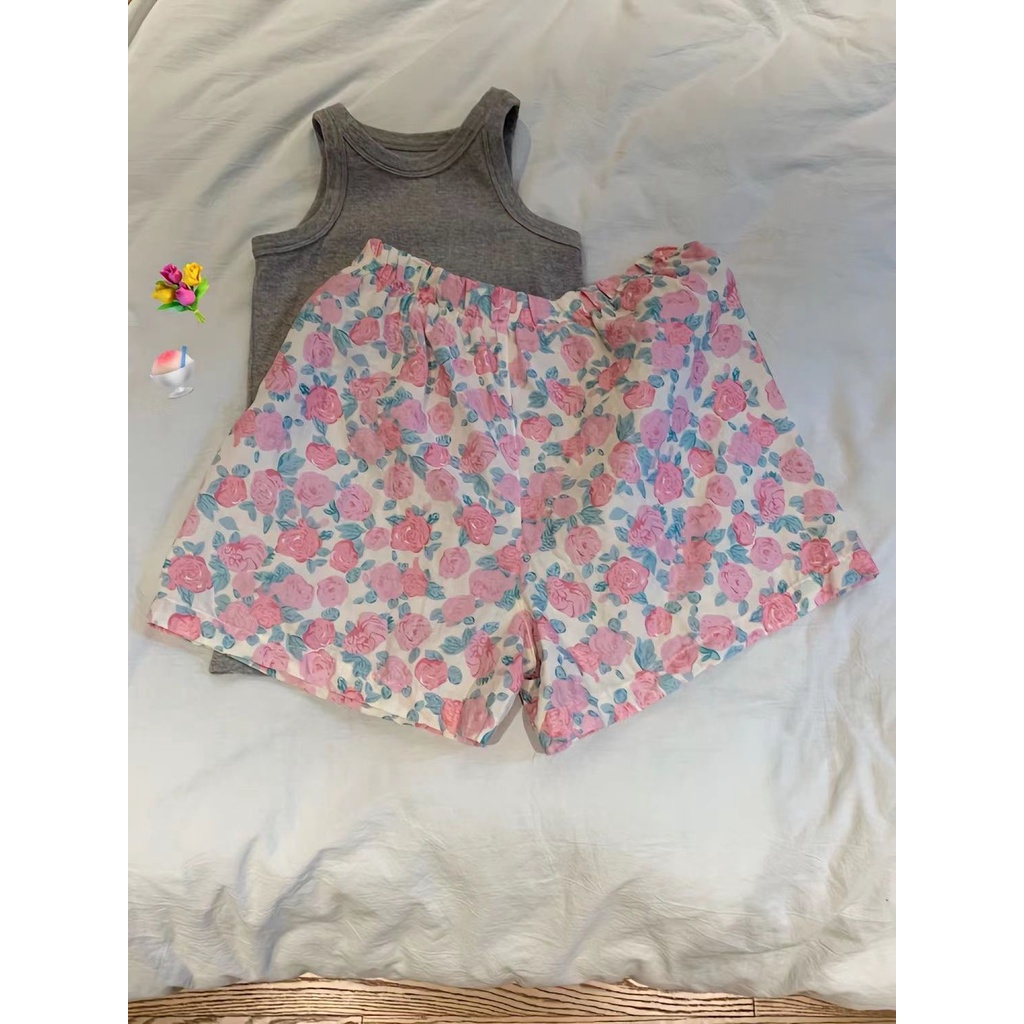 Jiashucheng Quần Short Lưng Cao Ống Rộng Họa Tiết Hoa Nhỏ Dễ Thương Thời Trang Mùa Hè Cho Nữ