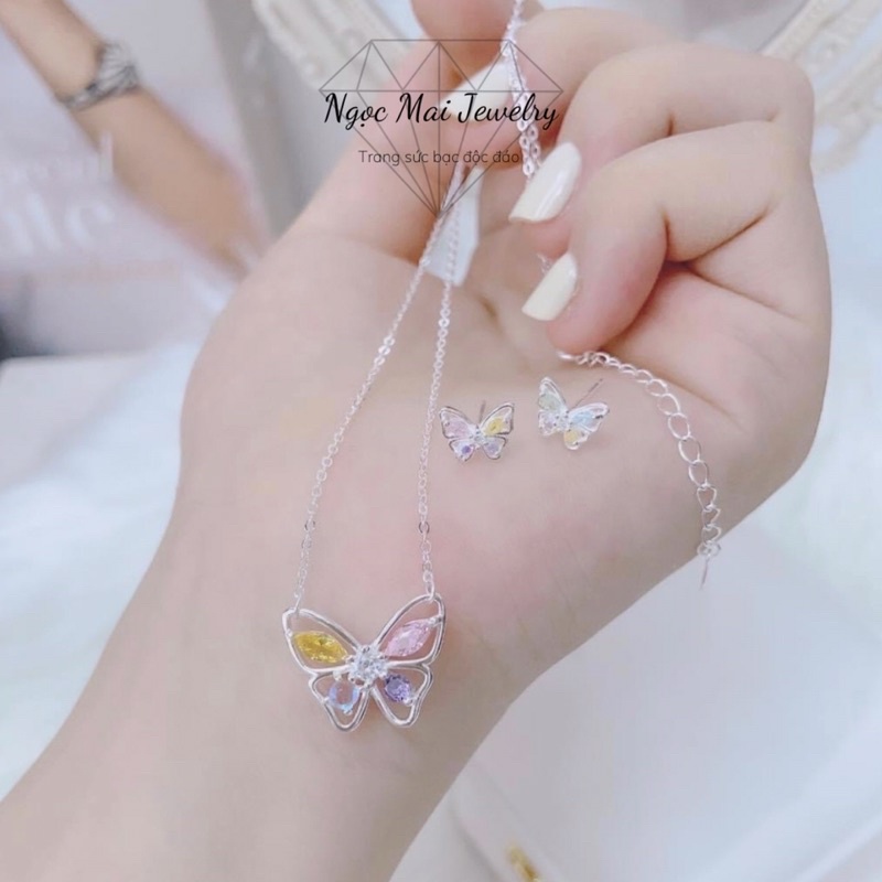 Set trang sức bạc hồ điệp ngũ sắc NgọcMaiJewerlry