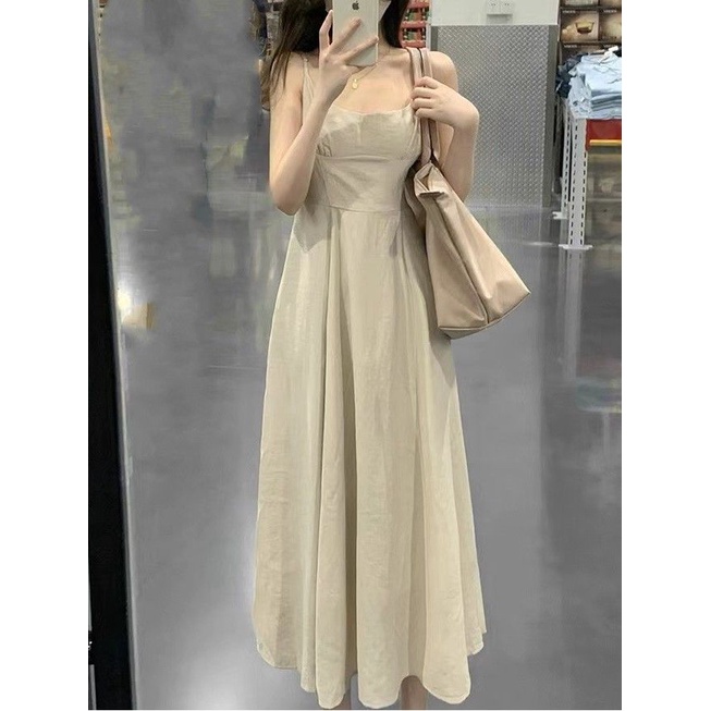 Jiashucheng Đầm Hai Dây Dáng Ôm Phong Cách Mùa Hè Mới Đơn Giản Cho Nữ
