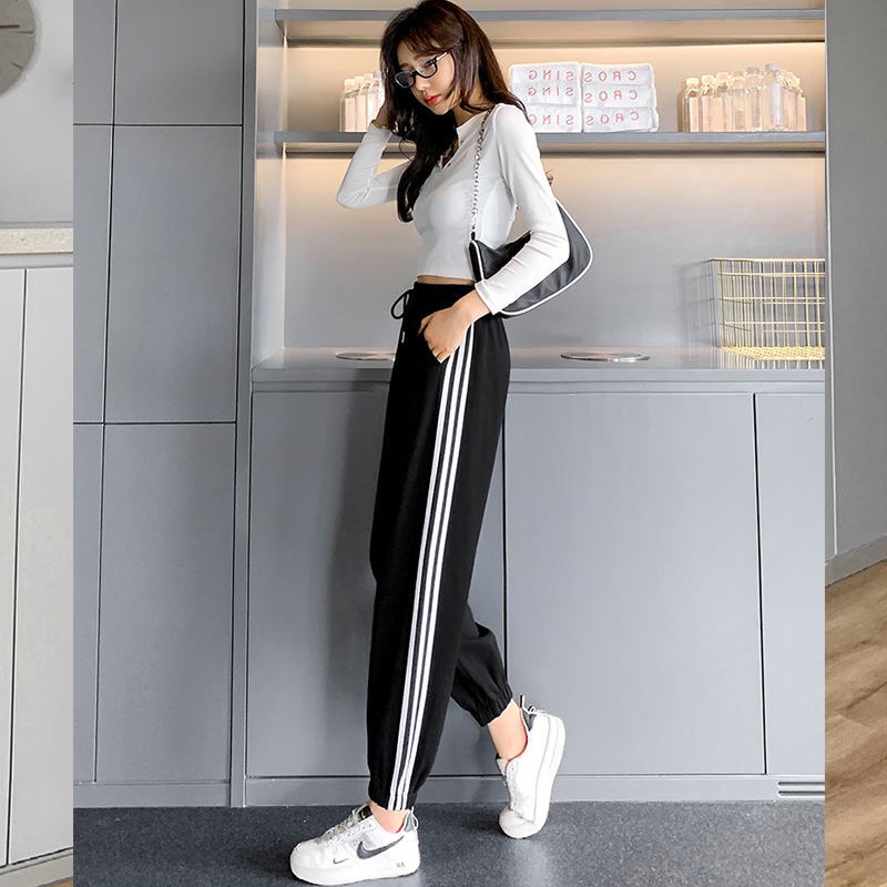 Quần Thể Thao Dài Tới Mắt Cá Chân Dáng Rộng Phong Cách Mới Xuân Thu Dễ Phối Đồ Cho Nữ