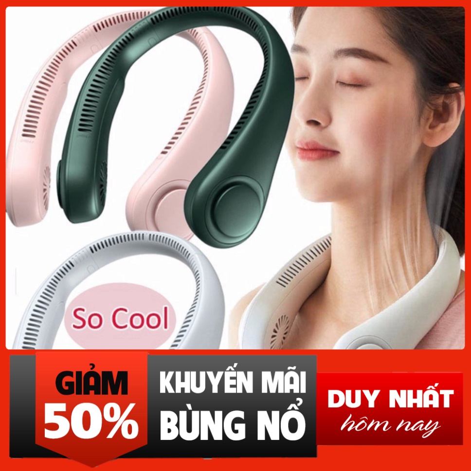 Quạt làm mát mini đeo cổ không cánh có thể sạc lại bằng cổng USB rẻ nhất shopee