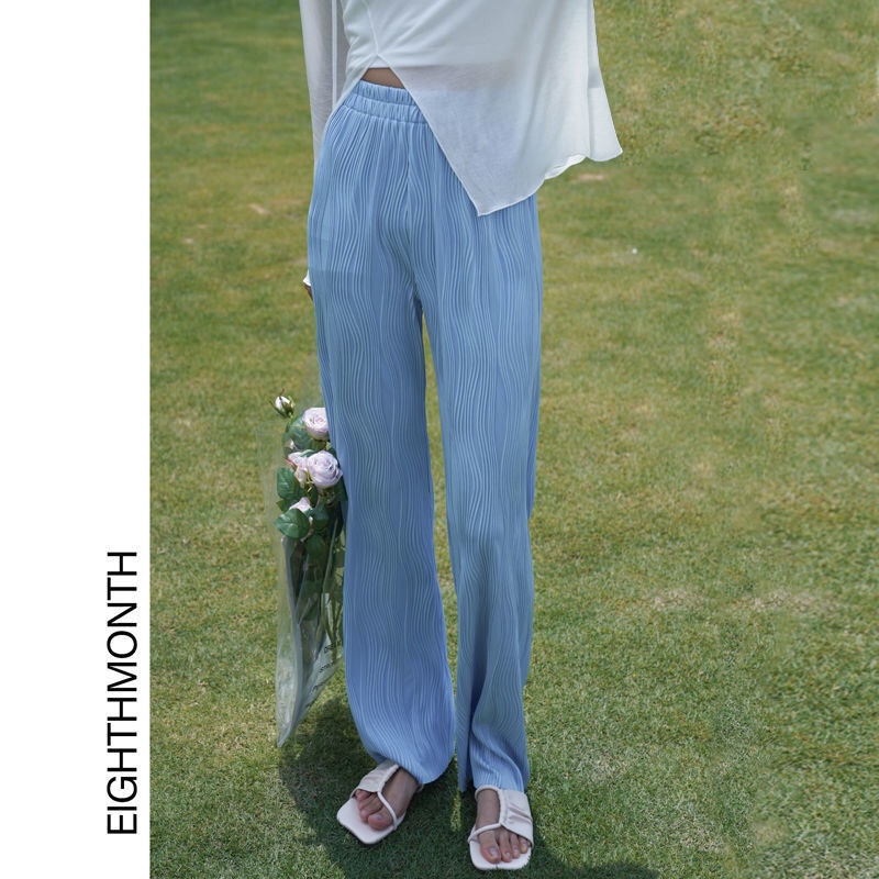 Quần Ống Rộng Lưng Cao Thiết Kế Mỏng Kiểu Dáng Đơn Giản Thiết Kế Mới Thời Trang Mùa Hè Dành Cho Nữ