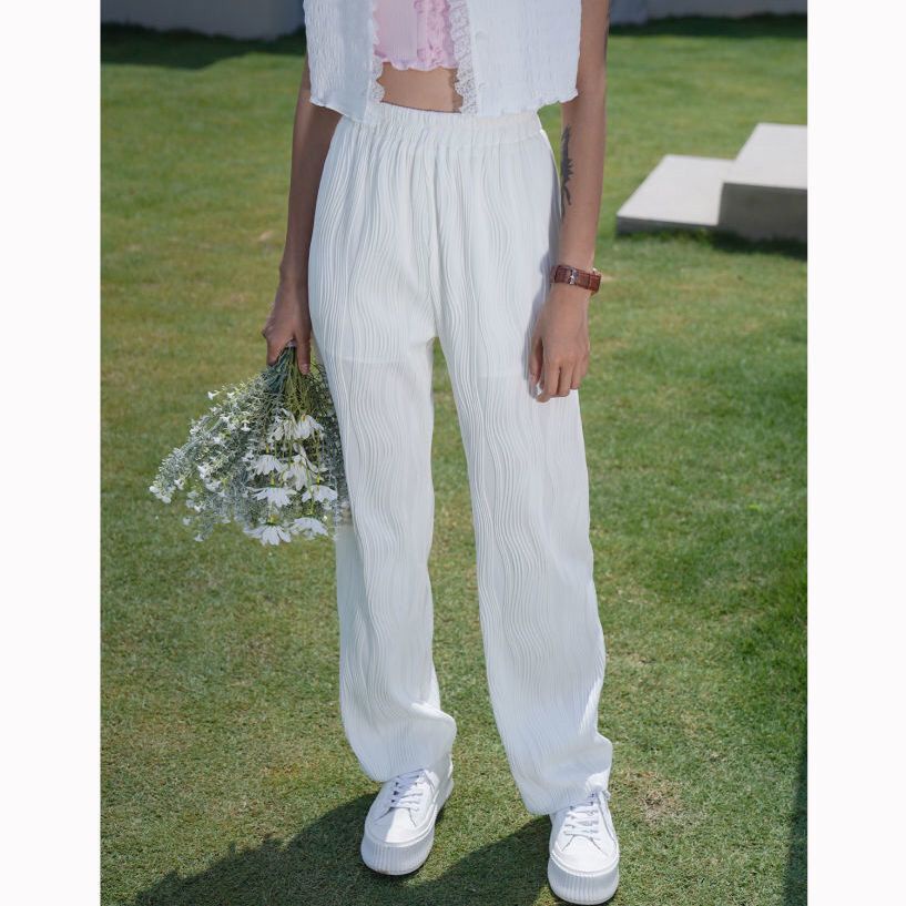 Quần Ống Rộng Lưng Cao Thiết Kế Mỏng Kiểu Dáng Đơn Giản Thiết Kế Mới Thời Trang Mùa Hè Dành Cho Nữ